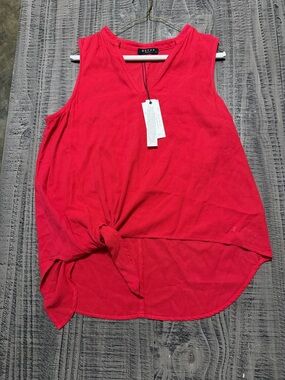 Maven West Bright Red Sleeveless Knot-Front Camisole